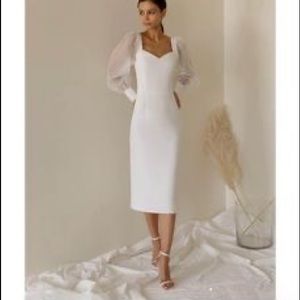 White Puff Sleeve Bodycon Dress